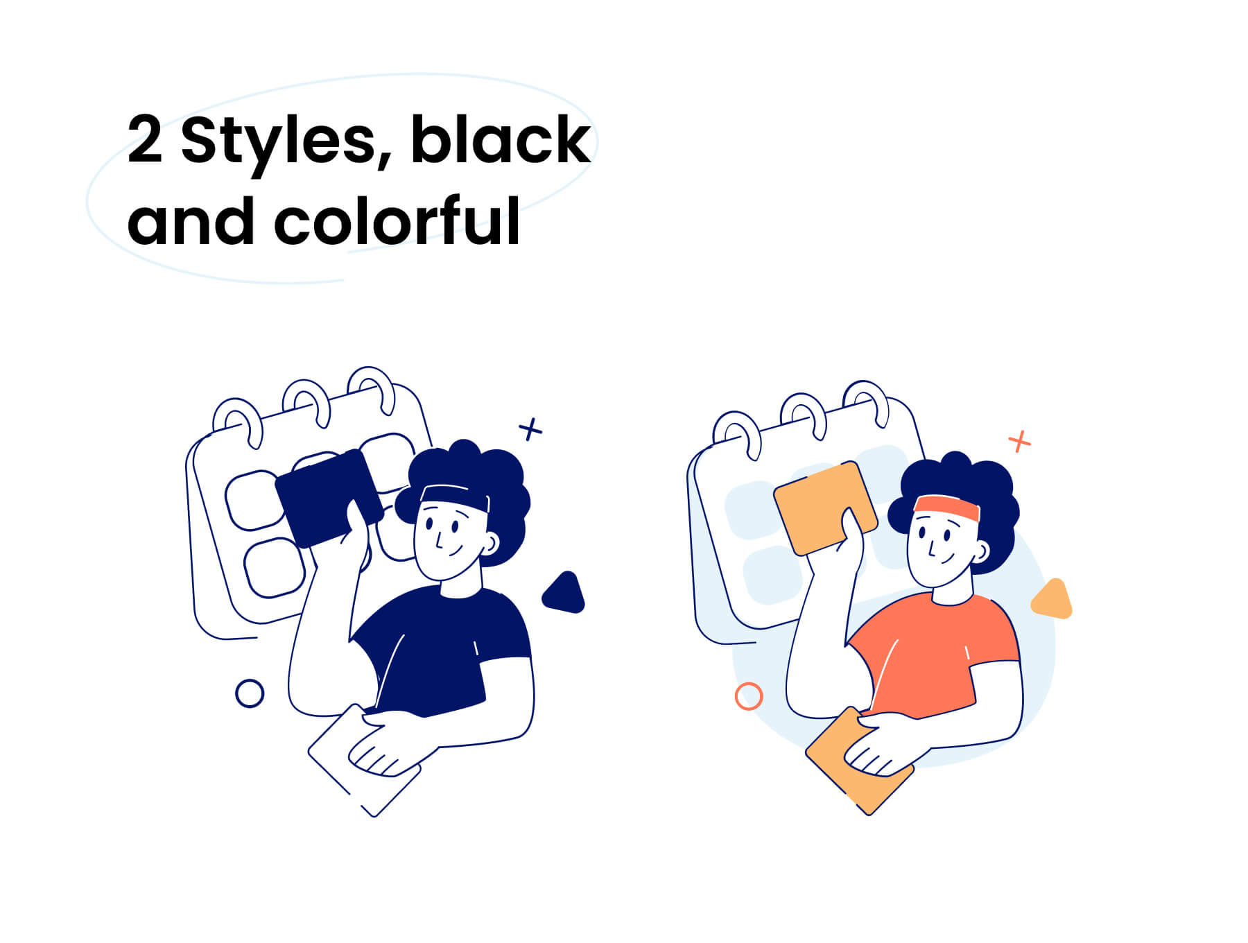 一套简单有趣的多彩学习主题插画素材包