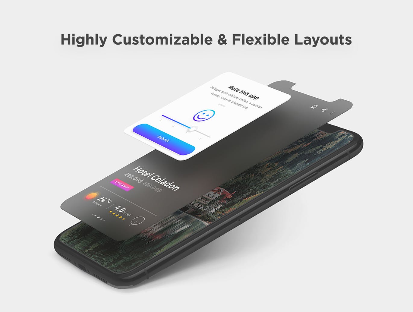 56个简洁耐看的酒店预订主题APP UI KIT素材包