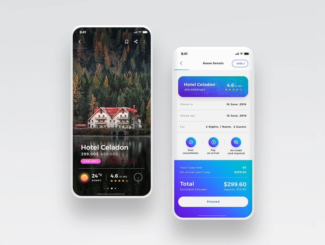 56个简洁耐看的酒店预订主题APP UI KIT素材包