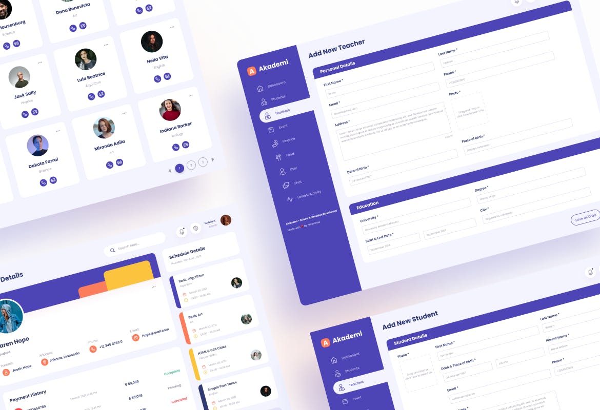 紫色优雅学习网站后台管理素材模板