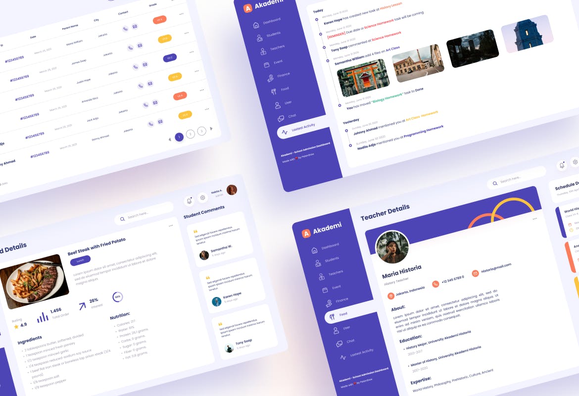 紫色优雅学习网站后台管理素材模板