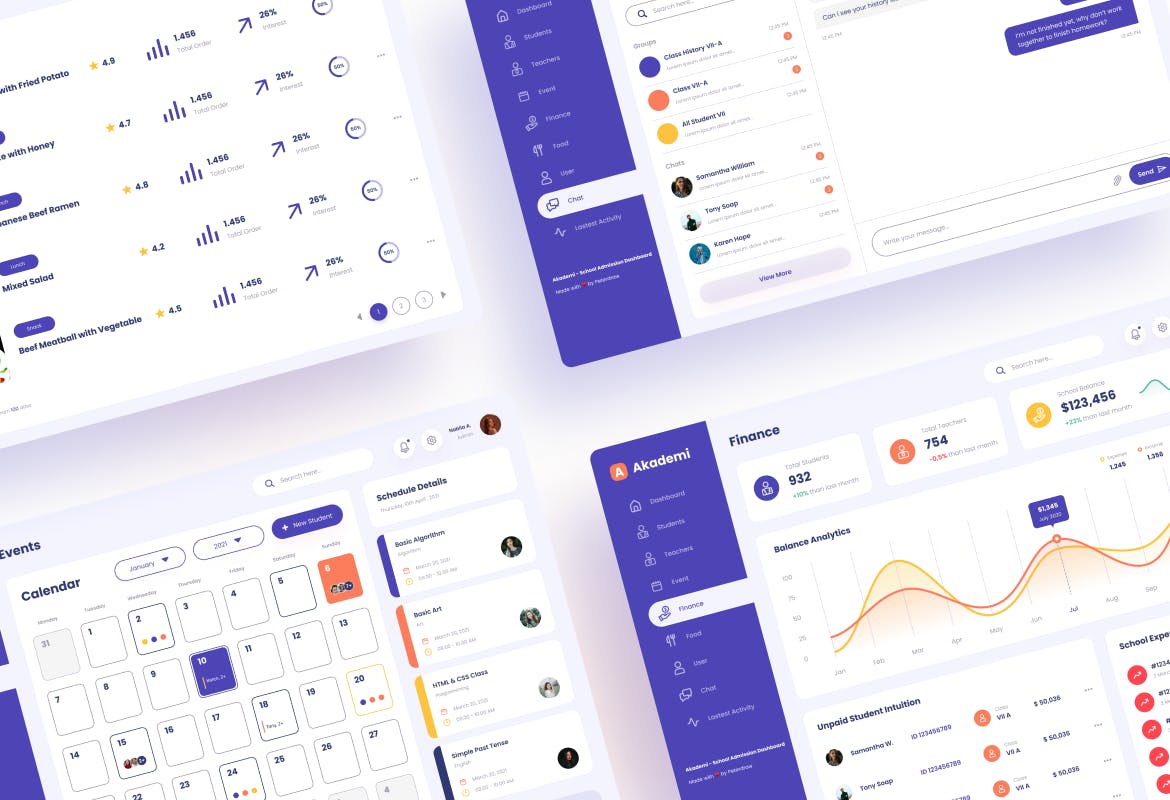 紫色优雅学习网站后台管理素材模板