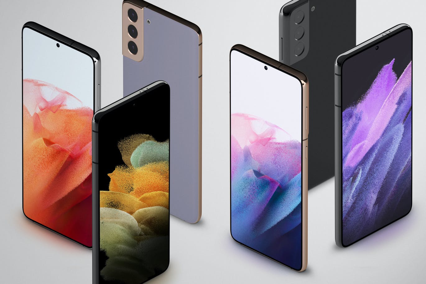 三星Galaxy S21等距APP UI样机PSD素材