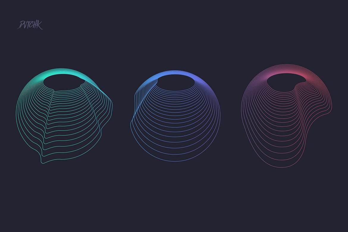 25个抽象圆形PS笔刷素材包