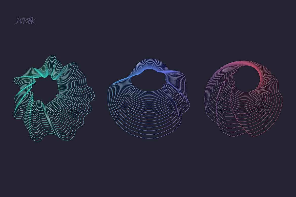 25个抽象圆形PS笔刷素材包