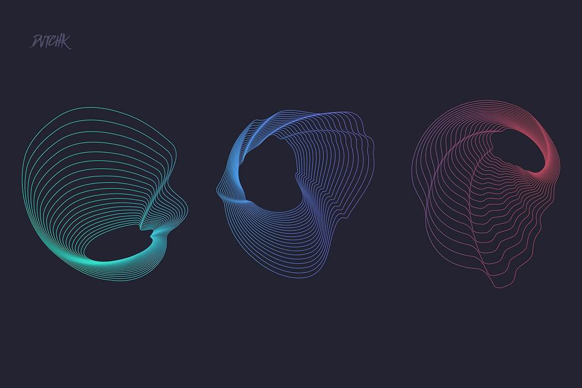 25个抽象圆形PS笔刷素材包