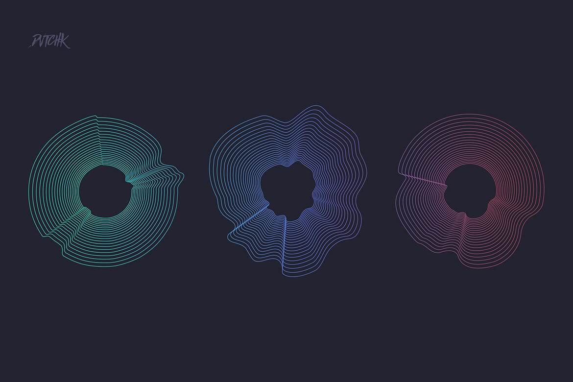 25个抽象圆形PS笔刷素材包