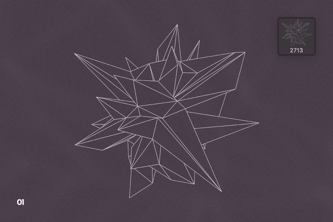 线框多边形形状Photoshop笔刷