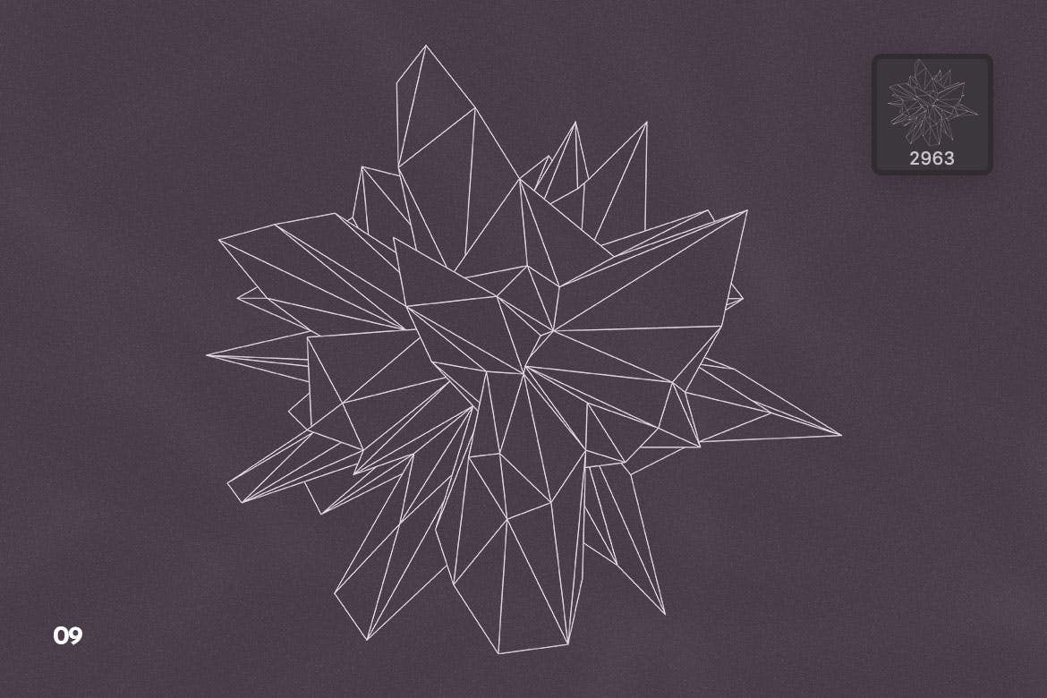 线框多边形形状Photoshop笔刷