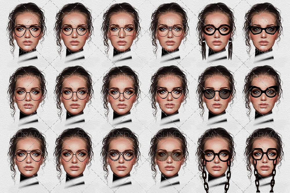 适合用在Procreate上的眼镜图案笔刷素材