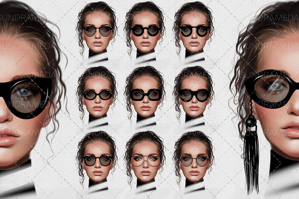 适合用在Procreate上的眼镜图案笔刷素材