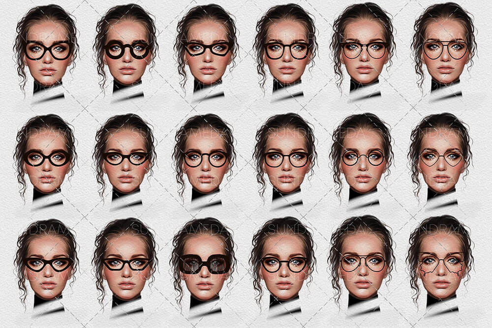 适合用在Procreate上的眼镜图案笔刷素材