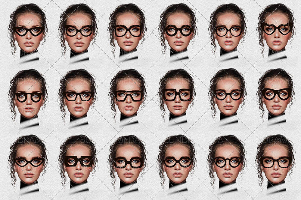 适合用在Procreate上的眼镜图案笔刷素材