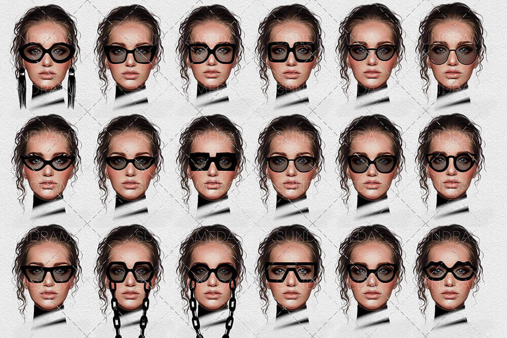 适合用在Procreate上的眼镜图案笔刷素材