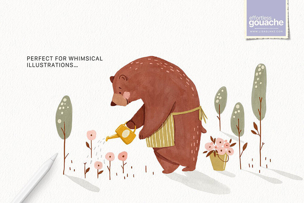 效果逼真的水粉画艺术Procreate笔刷素材