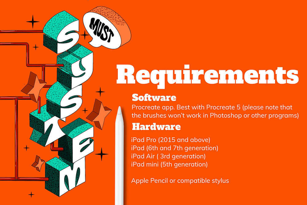 适用于Procreate的几何立体图形笔刷素材