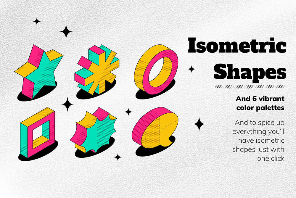 适用于Procreate的几何立体图形笔刷素材