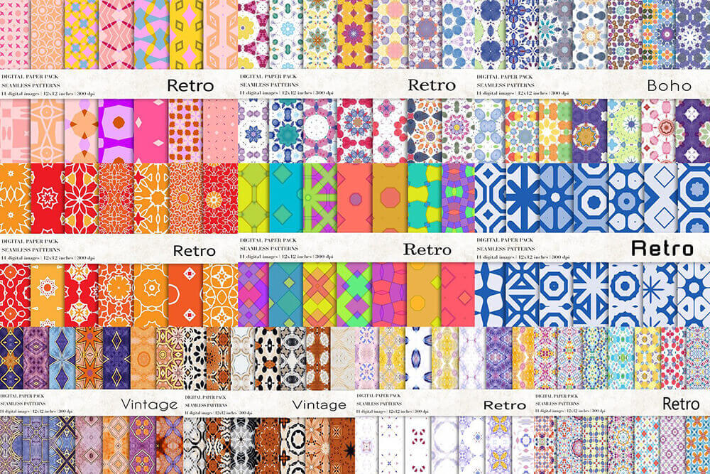 复古无缝图案背景图片素材包