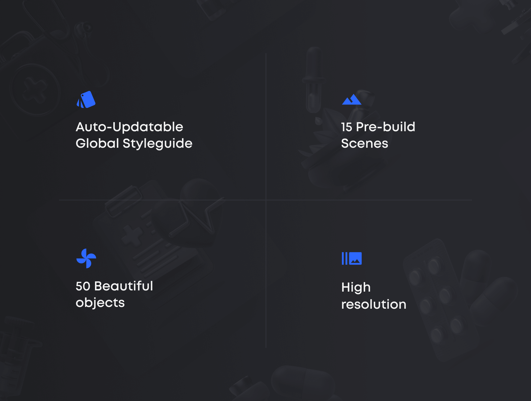 一套超酷暗黑3D医疗相关ICON素材