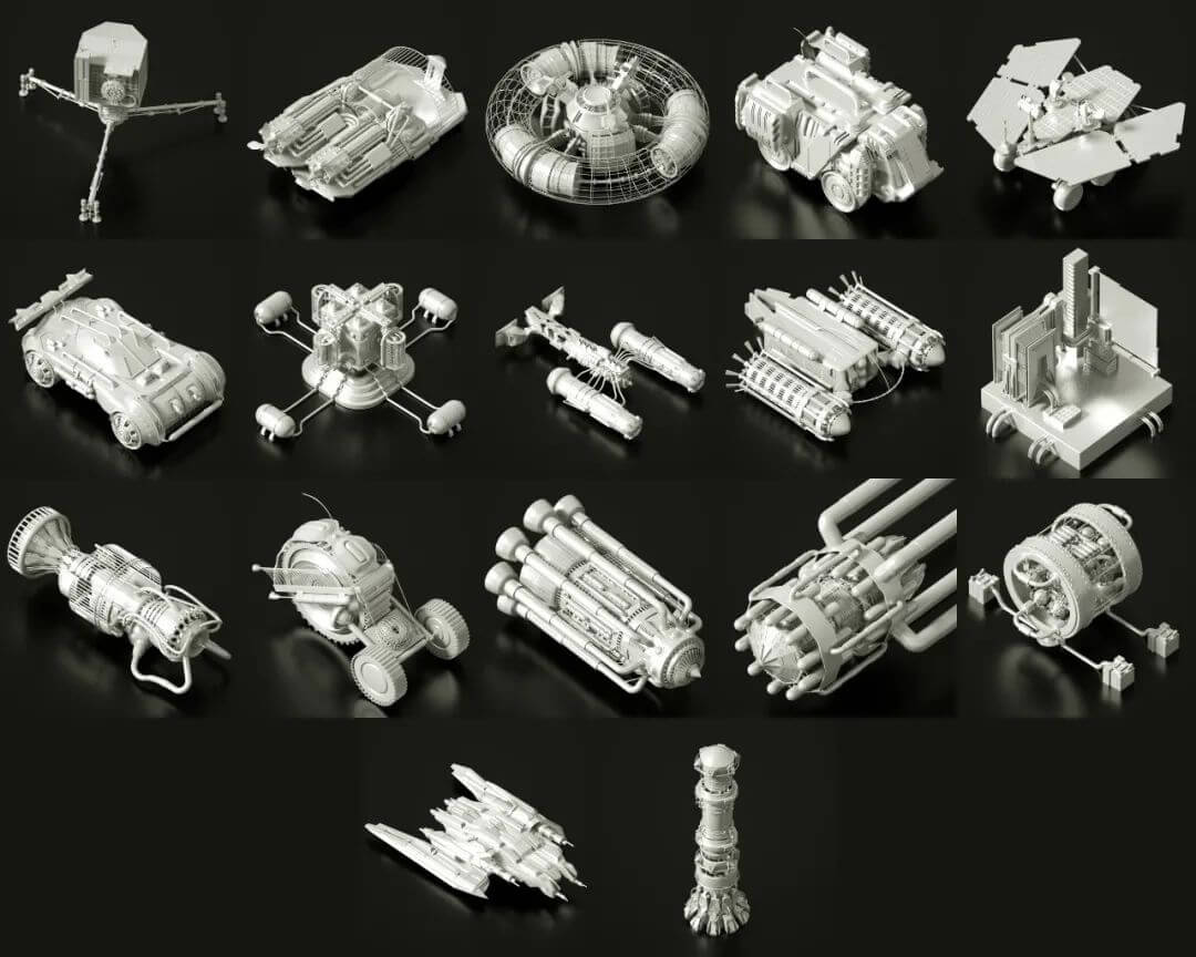 这281款C4D模型素材，用来设计科幻大片简直太酷了！