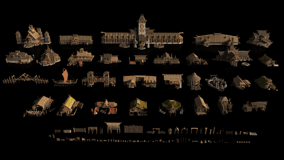 Valhalla瓦尔哈拉全套建筑C4D模型素材包（含Octane贴图）