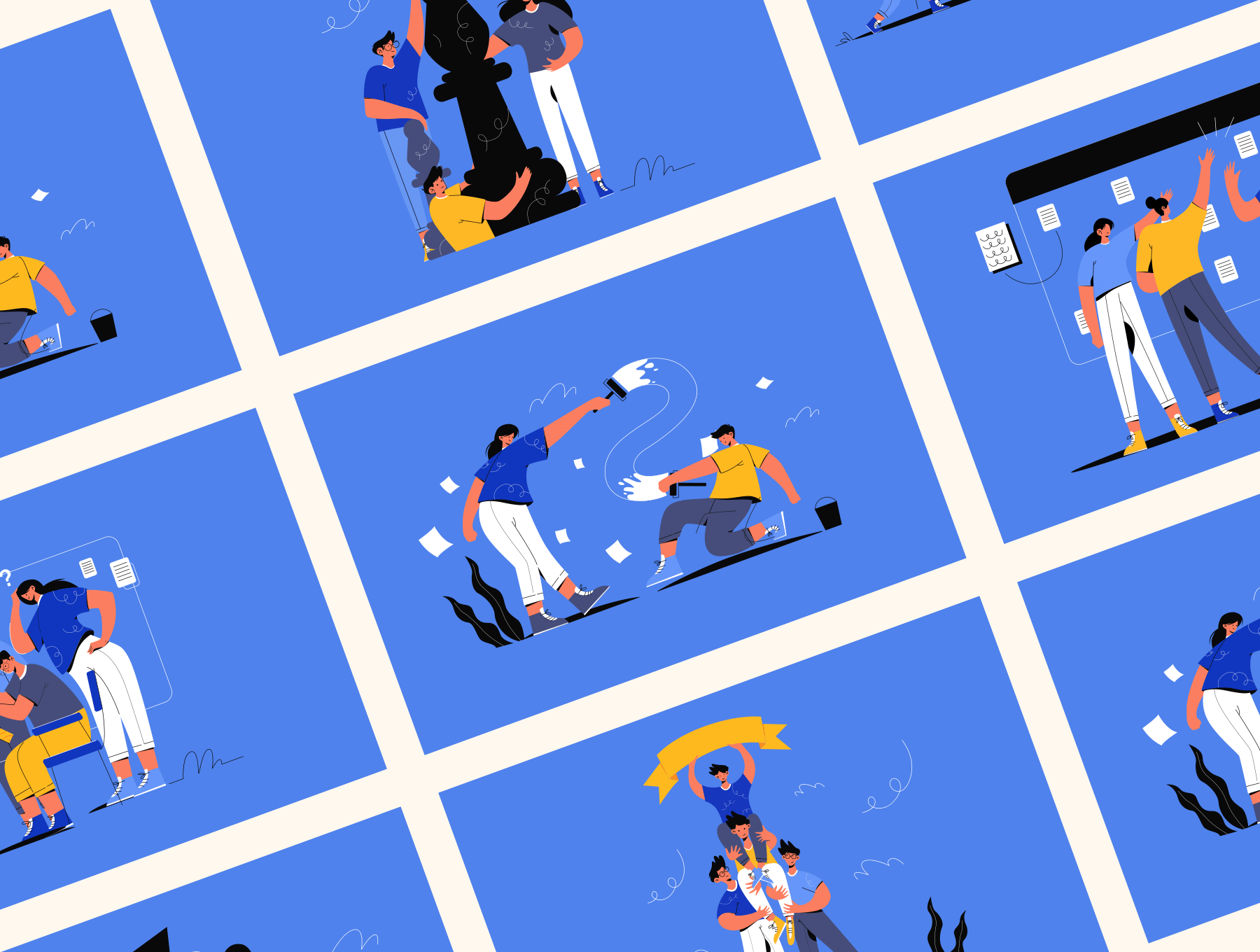 12个团队管理工作场景插图素材