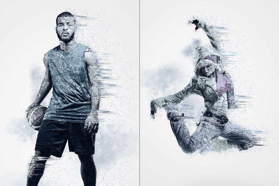 逼真质感冬季冰冻GIF动画PS动作预设