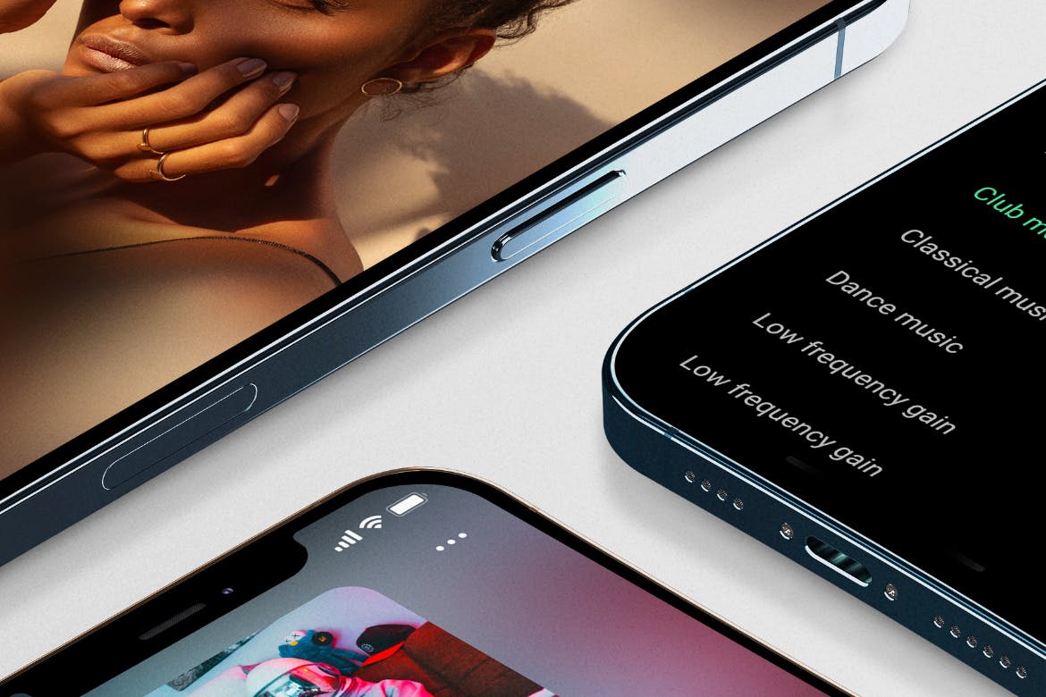 iPhone12透视多角度组合展示样机PSD素材