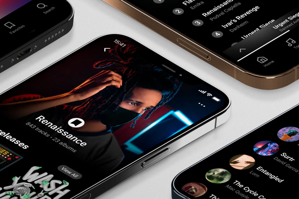 iPhone12透视多角度组合展示样机PSD素材