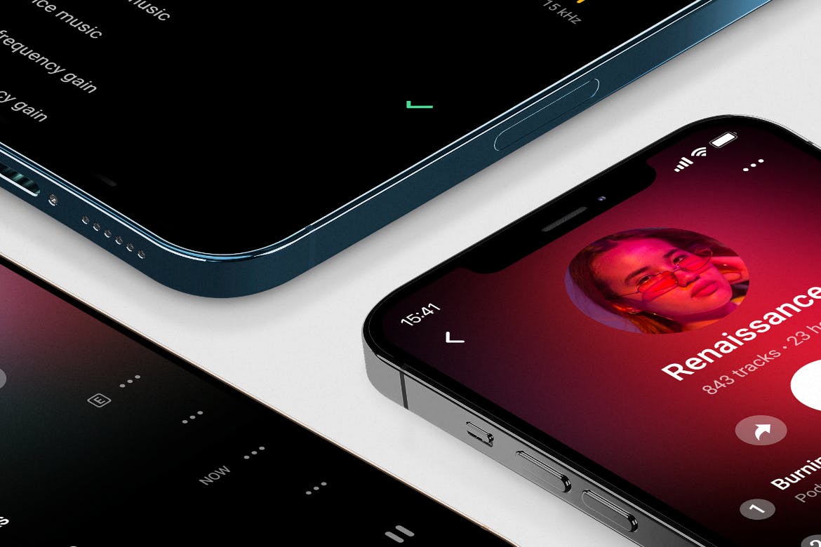 iPhone12透视多角度组合展示样机PSD素材