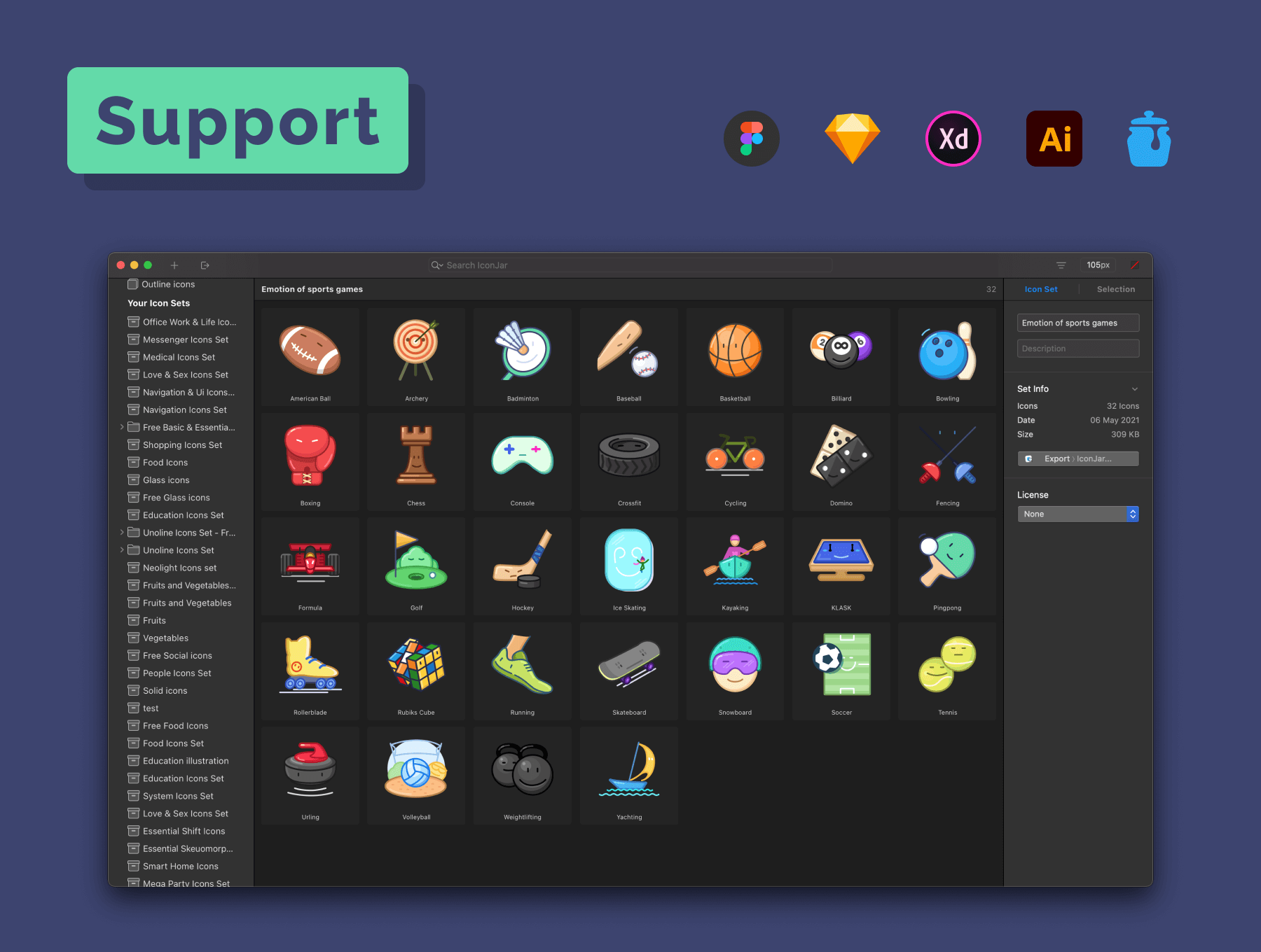 一套非常可爱的体育运动游戏图标素材