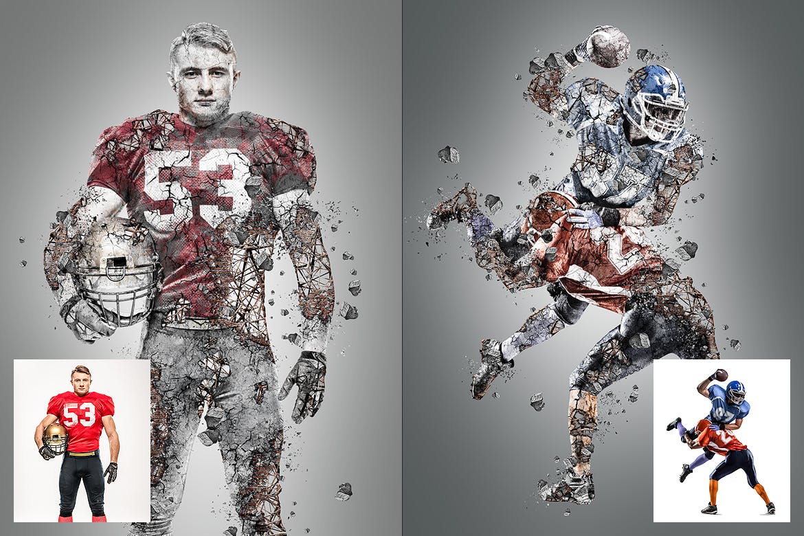 一个效果震撼的钢筋混凝土倒塌破碎风格PS动作素材