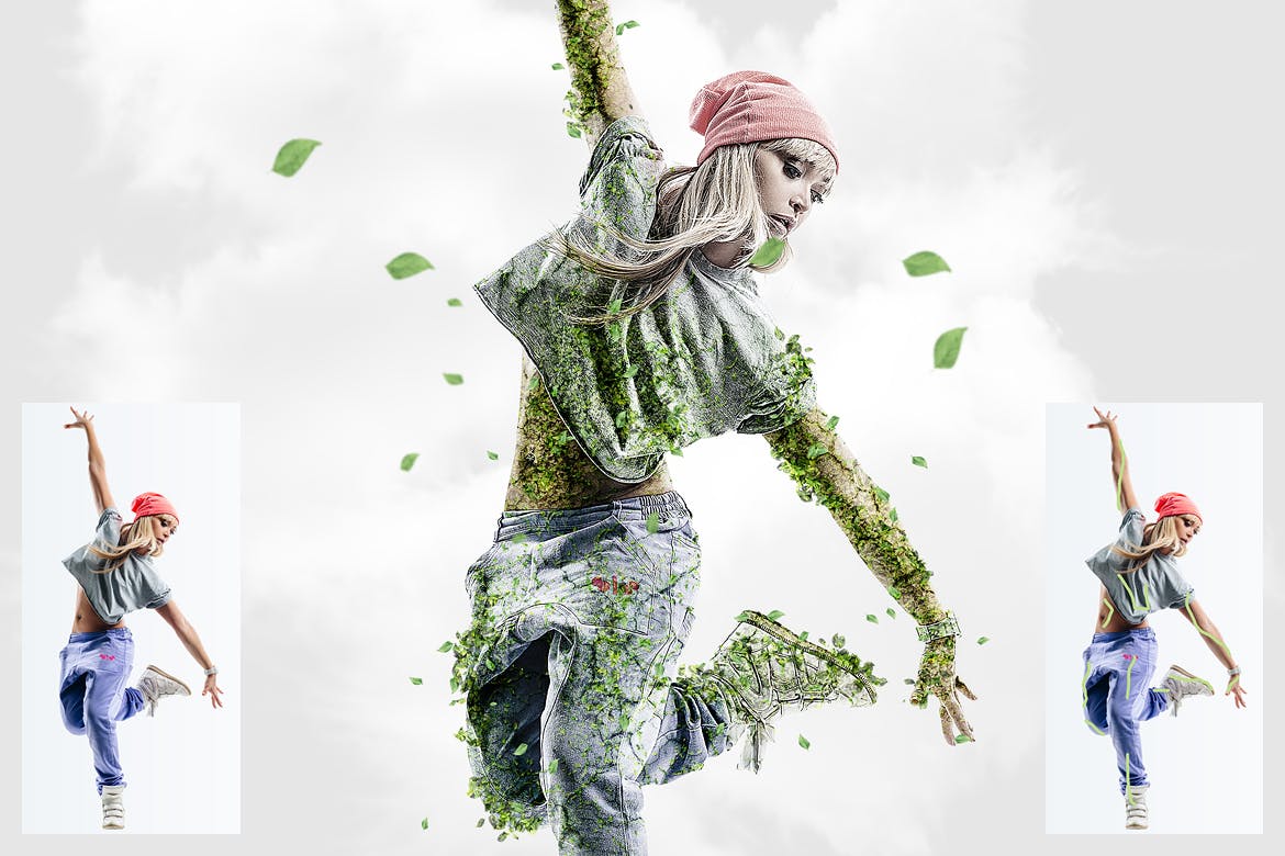 一键生成逼真质感植物苔藓效果PS动作预设