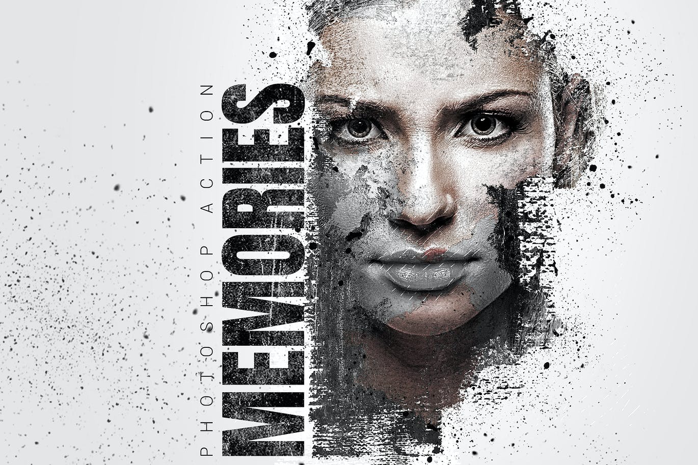 一键生成高品质中国风水墨墨迹墨点风格PS动作预设