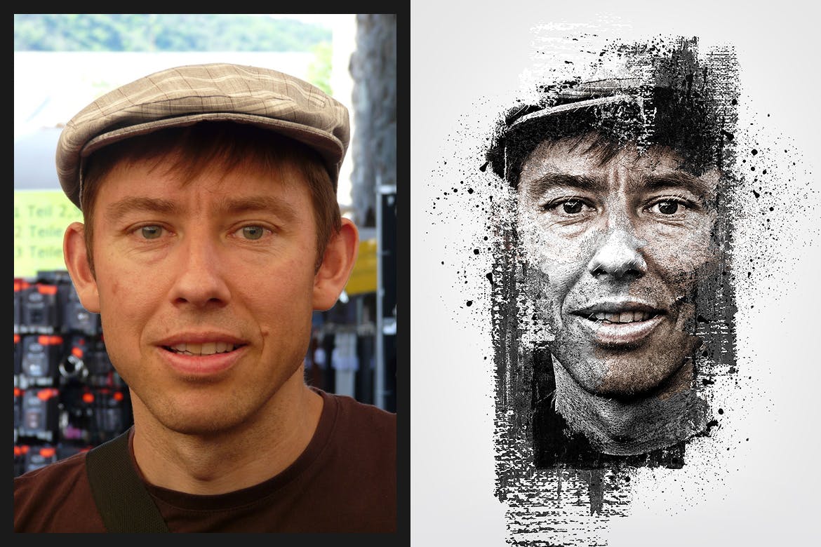 一键生成高品质中国风水墨墨迹墨点风格PS动作预设