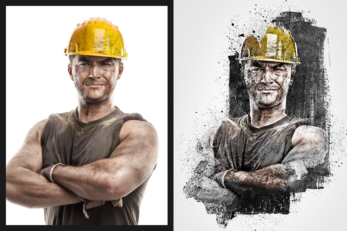 一键生成高品质中国风水墨墨迹墨点风格PS动作预设