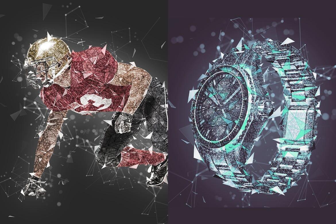 一键生成抽象几何多边形图形PS动作素材