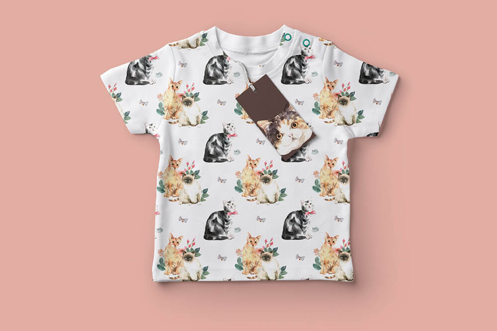 一组超级可爱的猫咪宠物水彩插画素材