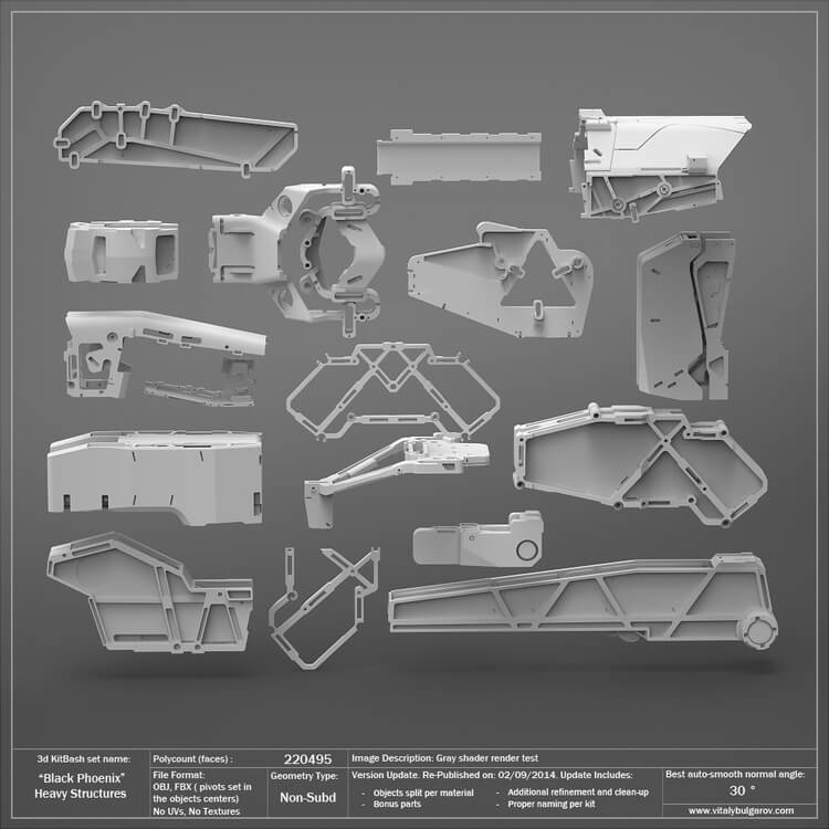 精品素材：国外3D KitBash库全套模型工业零部件模型零件C4D模型