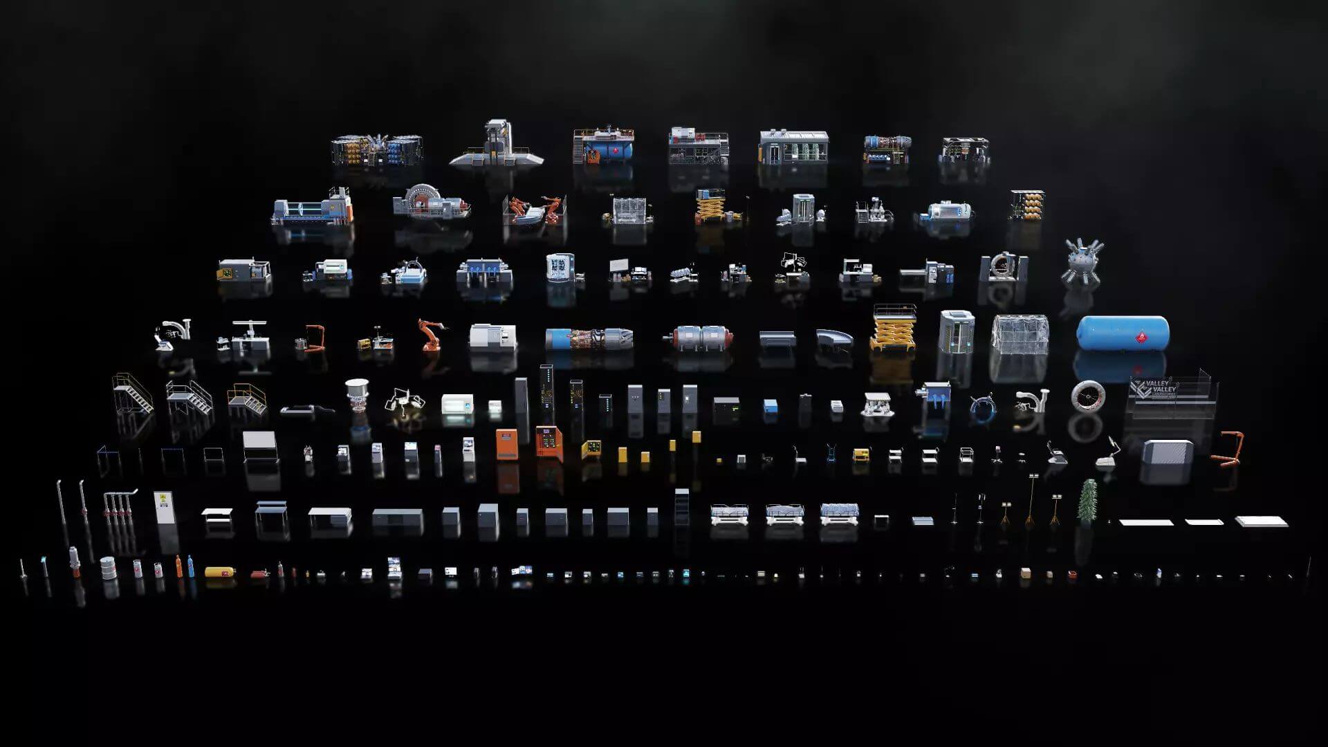 一套科幻模型神秘实验室器械工具模型含纹理贴图C4D素材