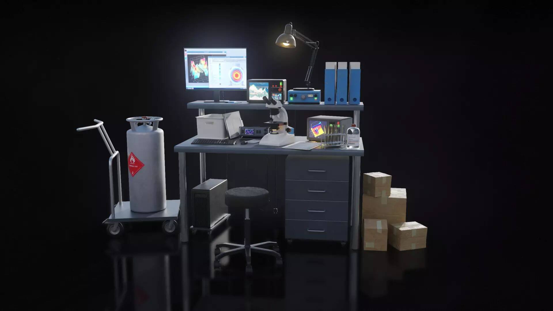 一套科幻模型神秘实验室器械工具模型含纹理贴图C4D素材