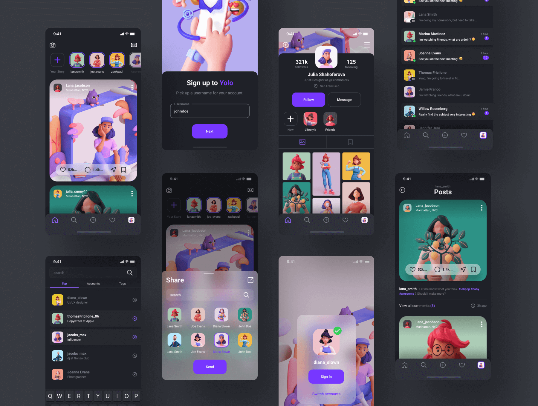 70+时尚前沿的社交主题APP UI KIT素材包