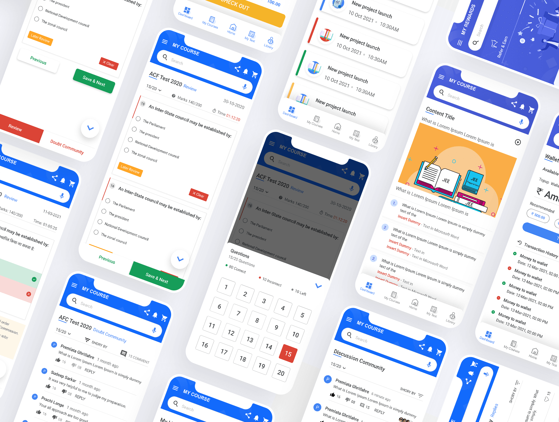 40+在线教育类移动端自适应APP UI KIT素材包
