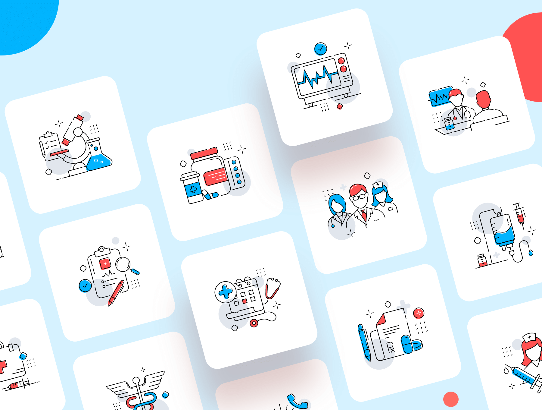 24个经典蓝红配色的精致ICON图标素材