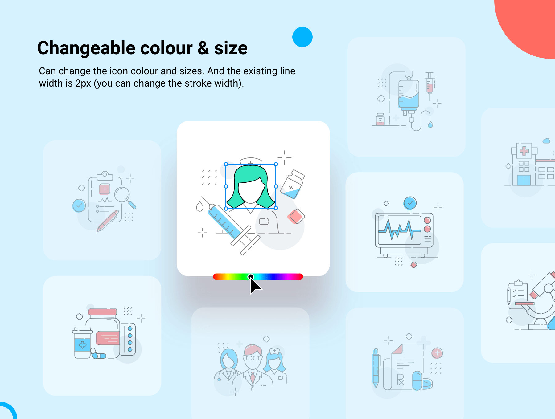 24个经典蓝红配色的精致ICON图标素材