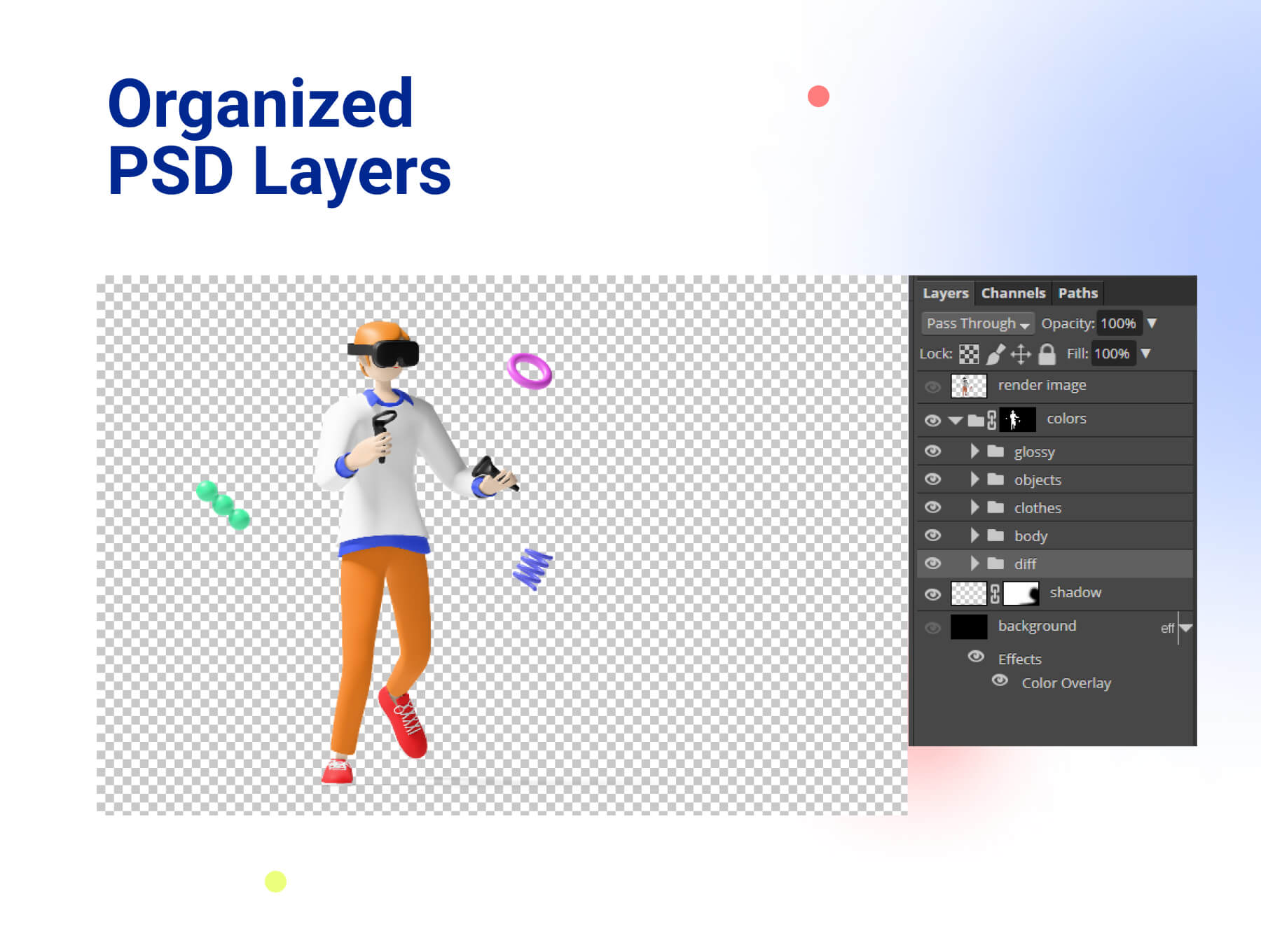 一套轻松活泼的3D人物及元素素材