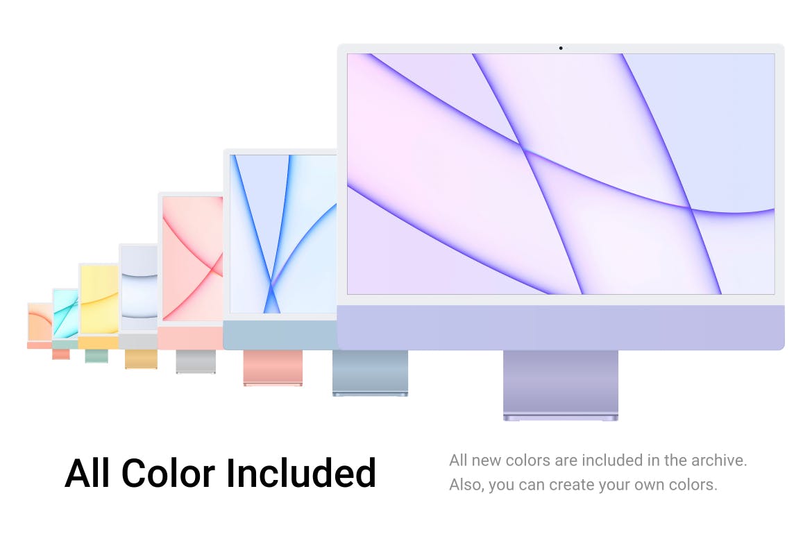 新款iMac 24苹果电脑矢量模型素材