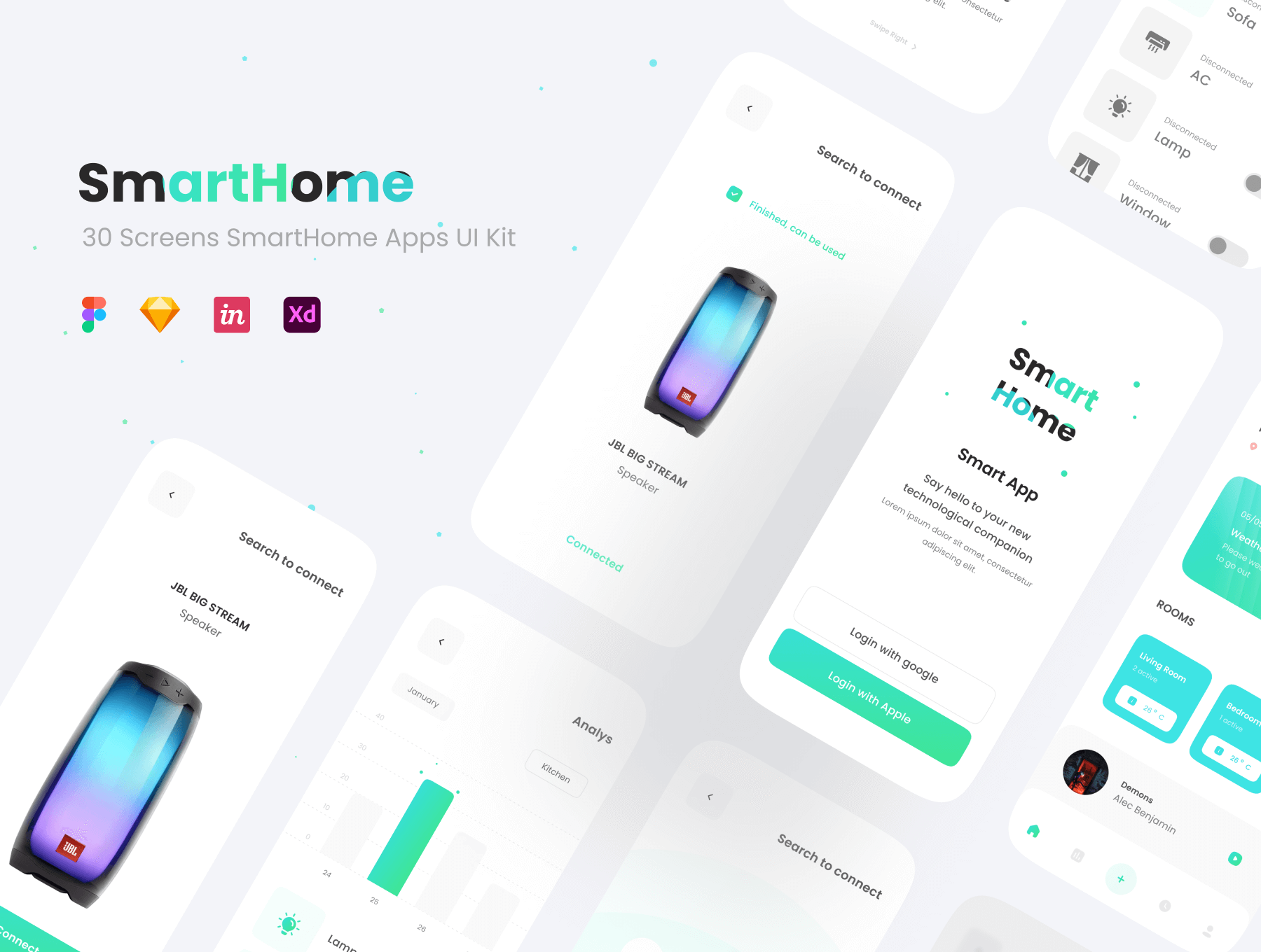 30个风格简洁的智能家居APP UI KIT素材包