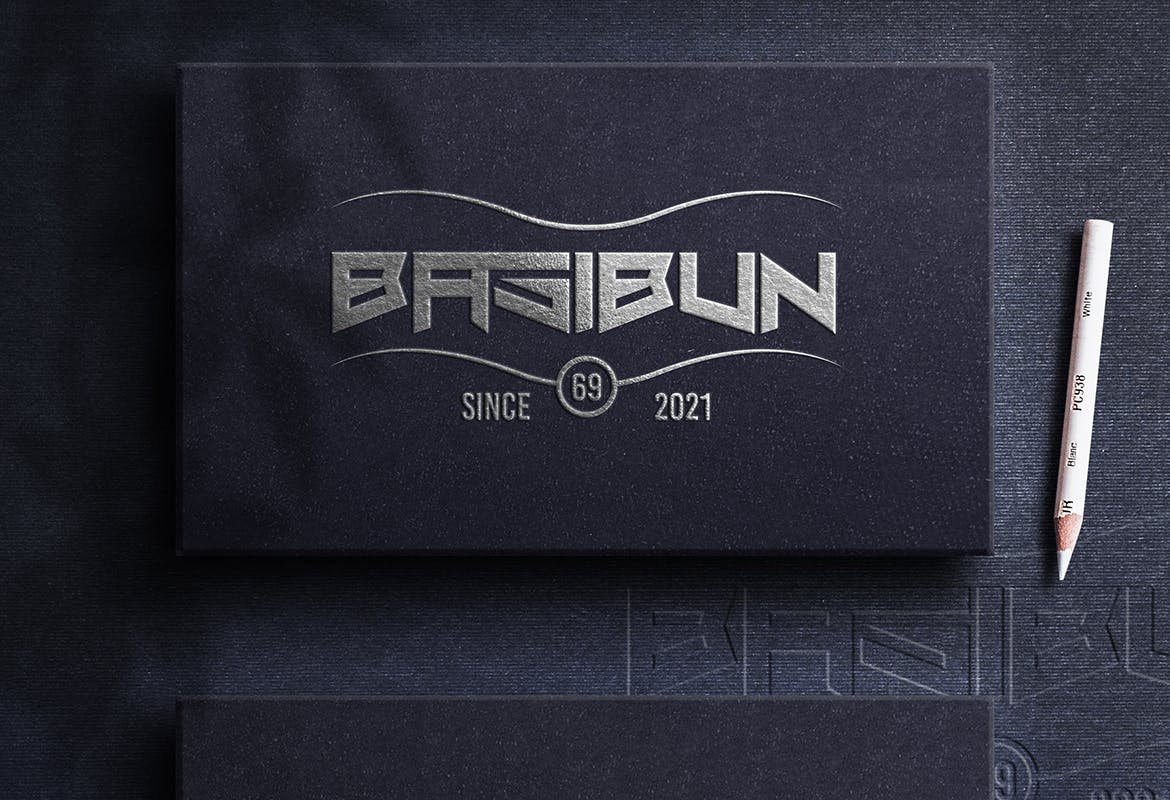 金色LOGO印压效果PSD样机素材