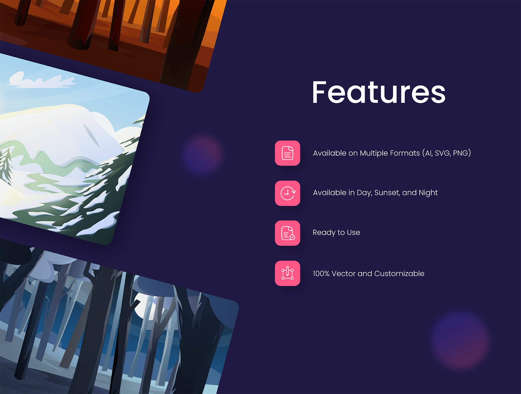 63个风格独特的风景矢量插画素材